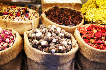 Dried fruits on the market in Turkey.