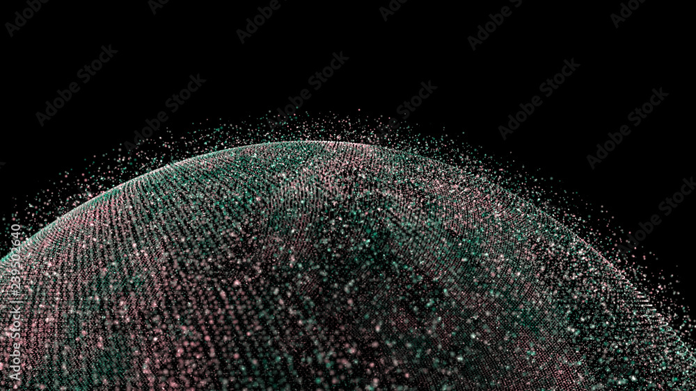 Poster abstract 3d sphere. futuristic technology style. sphere particles. world map point. abstract earth m