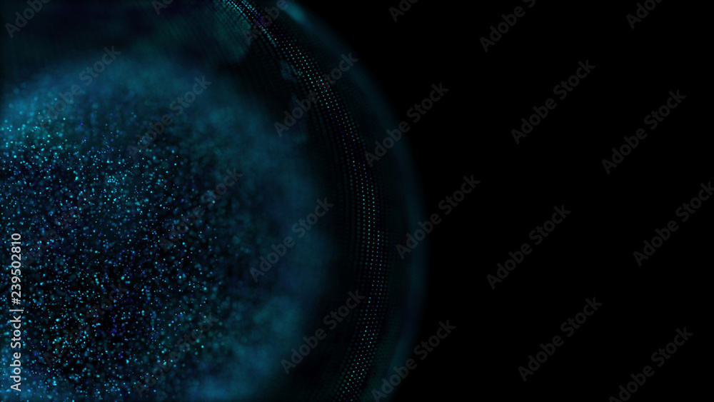 Poster abstract 3d sphere. futuristic technology style. sphere particles. world map point. abstract earth m