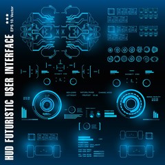 HUD futuristic blue user interface, dashboard display virtual reality technology screen, target