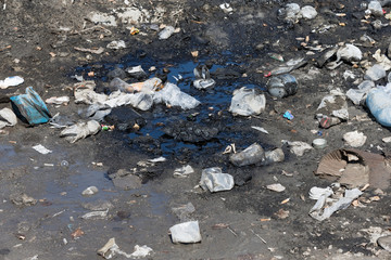Oil spill and garbage