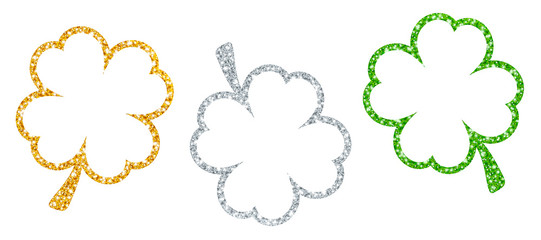 Set 3 Cloverleaf Sparkling Frame Gold/Silver/Green Turn