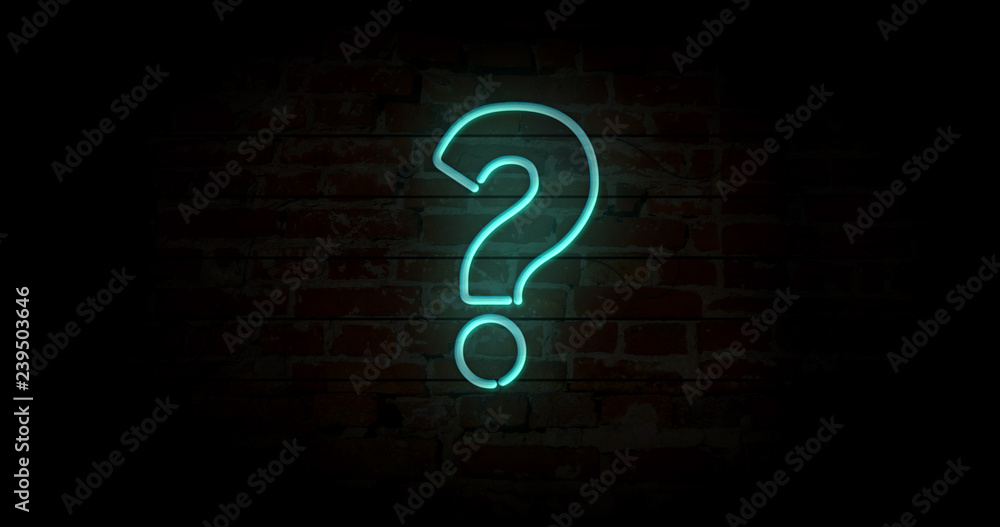 Wall mural question mark neon sign