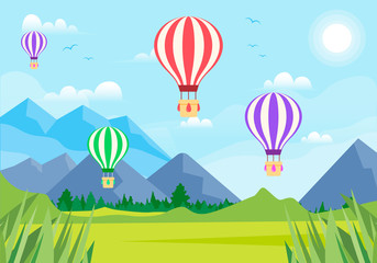 Hot Balloons Cute Landscape