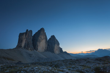 Fototapeta na wymiar summer sunset in Tre Cime di Lavaredo in Dolomites area