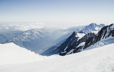 Fototapeta na wymiar Montnlanc mountain in the Chamonix Alps
