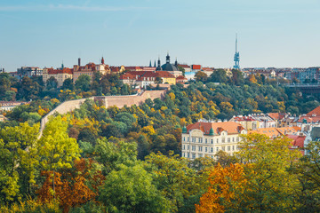 Fototapeta premium Aerial view of old town in Prague, Czech republic