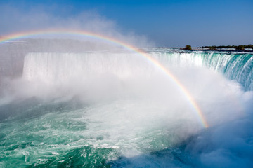 Rainbow on Horseshoe Falls from Niagara Falls - Ontario, Canada