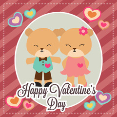 cute template happy valentine's day card with bear couple