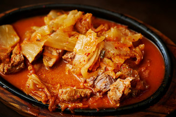 Korean spicy pork and kimchi 
