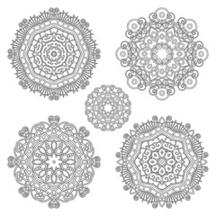 Vector Monochrome Mandala. Ethnic Decorative Element. Round Abstract Object Isolated On White Background