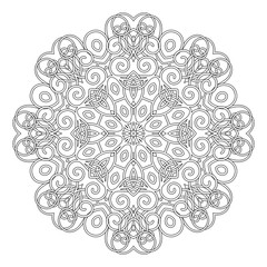 Vector Monochrome Mandala. Ethnic Decorative Element. Round Abstract Object Isolated On White Background