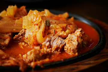 Korean spicy pork and kimchi 