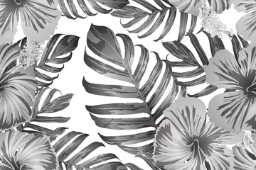 Gordijnen Zwart wit exotisch patroon. © Vialeta
