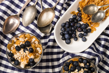 cranachan, a very traditional scottish dessert with blueberries