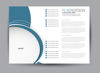 Flyer, brochure, billboard template design landscape orientation for business, education, school, presentation, website. Blue color. Editable vector illustration.