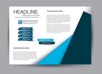 Flyer, brochure, billboard template design landscape orientation for business, education, school, presentation, website. Blue color. Editable vector illustration.