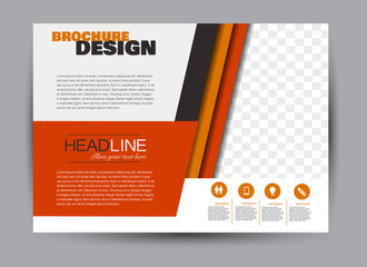Flyer, brochure, billboard template design landscape orientation for business, education, school, presentation, website. Red and orange color. Editable vector illustration.