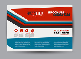 Flyer, brochure, billboard template design landscape orientation for business, education, school, presentation, website. Blue and red color. Editable vector illustration.