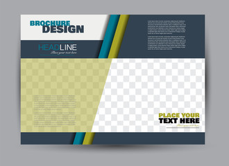 Flyer, brochure, billboard template design landscape orientation for business, education, school, presentation, website. Blue and green color. Editable vector illustration.