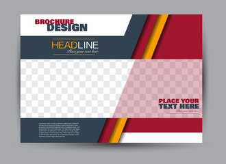 Flyer, brochure, billboard template design landscape orientation for business, education, school, presentation, website. Red and orange color. Editable vector illustration.
