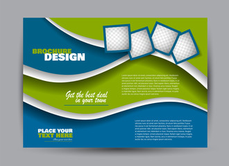 Flyer, brochure, billboard template design landscape orientation for business, education, school, presentation, website. Blue and green color. Editable vector illustration.
