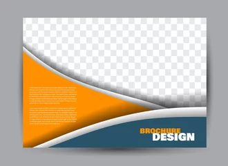 Aluminium Prints Dark gray Flyer, brochure, billboard template design landscape orientation for business, education, school, presentation, website. Blue and orange color. Editable vector illustration.
