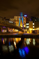 Fototapeta na wymiar Leeds City centre one of the northern power house cities at night