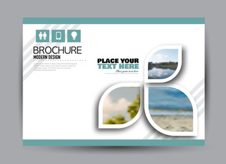 Flyer, brochure, billboard template design landscape orientation for business, education, school, presentation, website. Green color. Editable vector illustration.