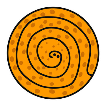 Snake in a spiral hand drawn illustration logotype