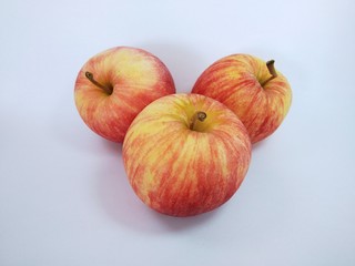 the apples against white background