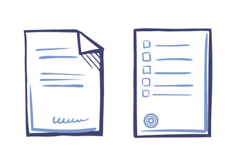 Fototapeta premium Paper Sheet List Tips, Signed Contract Text, Stamp