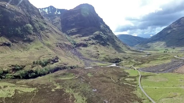 Glen Coe Highlands scotland aerial shot hiking and panorama view