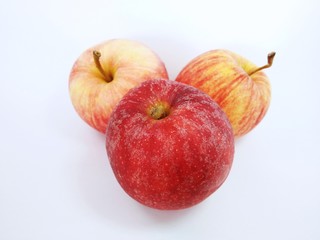 the apples against white background