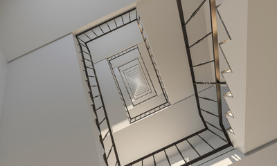 Under the Staircase Going Up 3D Rendering