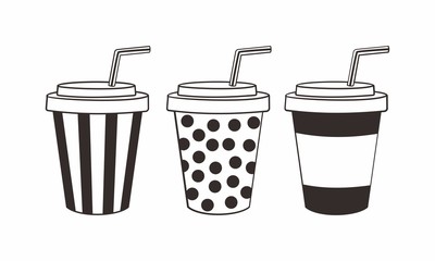 Isolated soft drink vector set with black and white color 