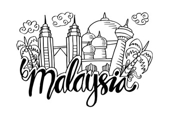 Hand Drawn Symbols Of Malaysia.