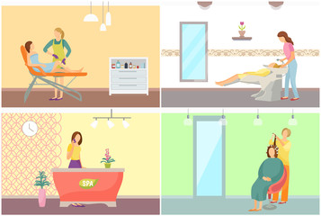 Spa Salon Reception and Depilation Set Vector