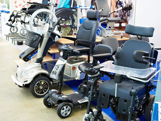 Wheelchairs with electric motor in store