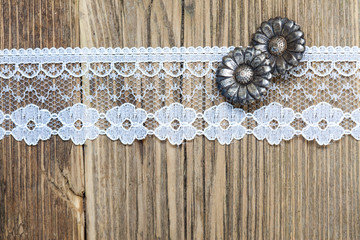 vintage button and lace tape