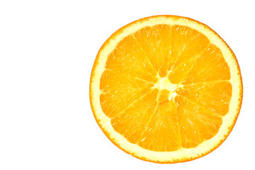 Cut juicy orange isolated on white background