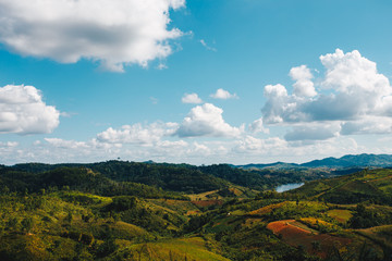 Obraz premium Landscape beautiful green mountain and sky with clouds