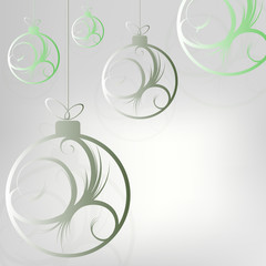 Christmas design with beautiful balls with abstract green shade pattern.