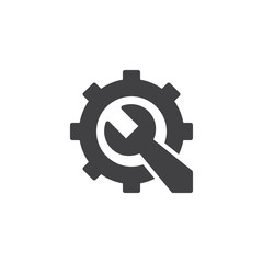 Gear and Wrench vector icon. filled flat sign for mobile concept and web design. Repair service simple solid icon. Maintenance symbol, logo illustration. Pixel perfect vector graphics