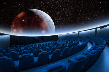 A spectacular stars and the Moon digital projection at the planetarium  - obrazy, fototapety, plakaty