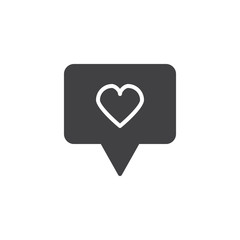 Love chat vector icon. filled flat sign for mobile concept and web design. Speech bubble with heart simple solid icon. Symbol, logo illustration. Pixel perfect vector graphics