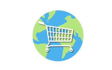Eco-friendly shopping - Vector image of a shopping cart on the globe