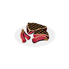 Vector illustration. Flat style icon of beefsteak. Traditional italian food for different design.