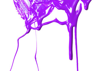 Thick purple paint on a white background. Paint flows