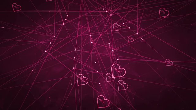 Like inside love heart.Get more likes.World Like flying and connecting people, internet network.Use in youtube,  vimeo, facebook  and other media sites.Purple.